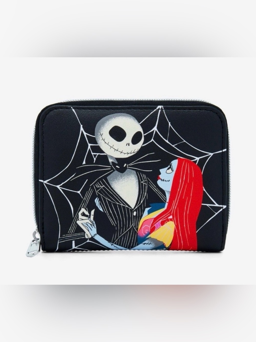 NWT Loungefly Disney Jack&Sally Spiderweb Mini Zipper Wallet.